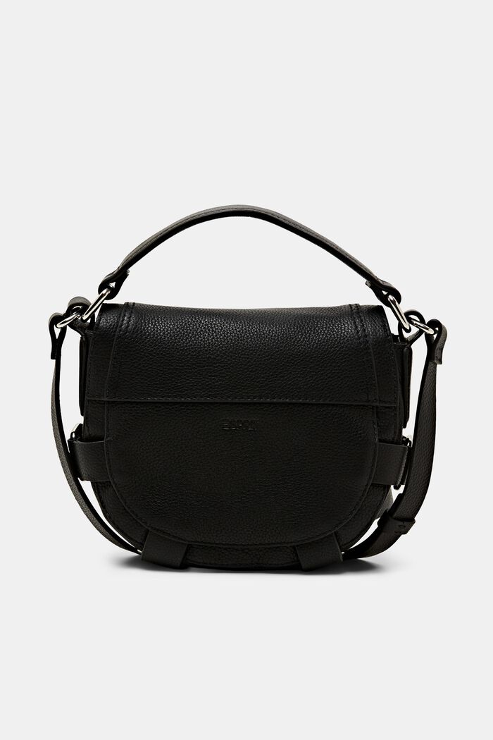 Leather saddle bag with decorative straps, BLACK, detail image number 0