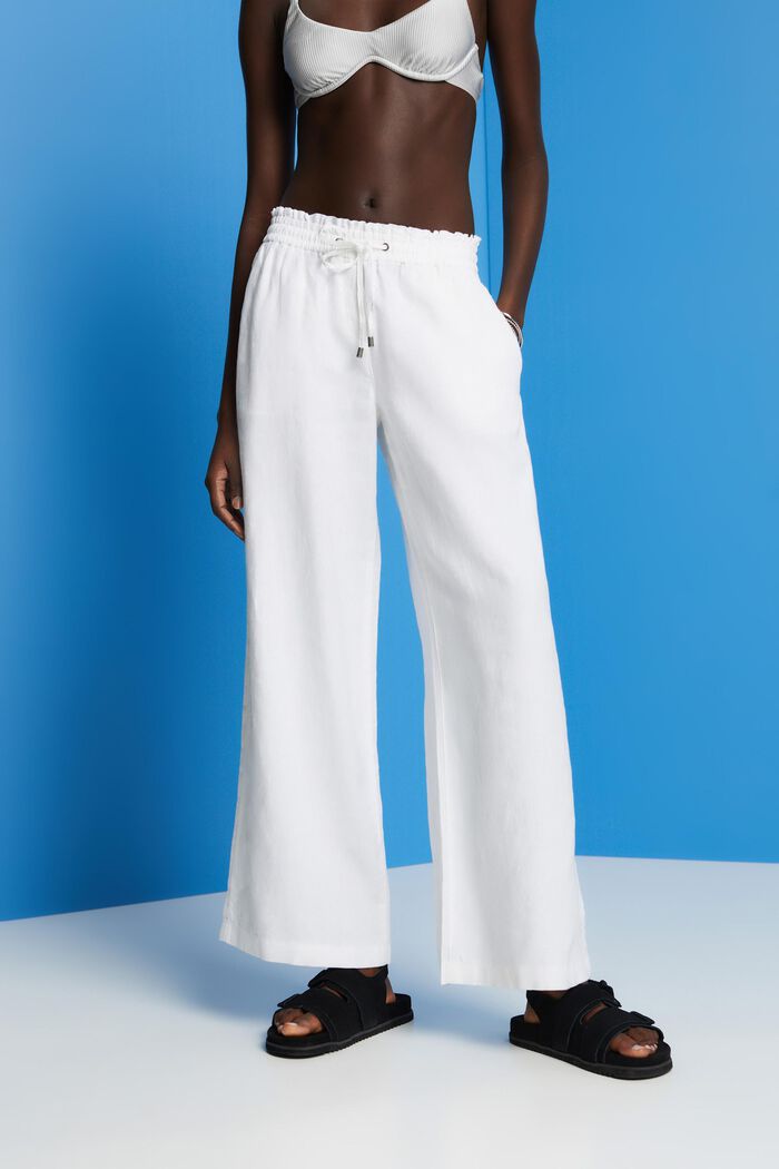 Wide fit linen trousers, OFF WHITE, detail image number 0