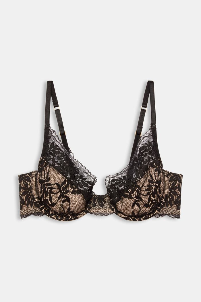 Made of recycled material: non-padded underwire bra with lace