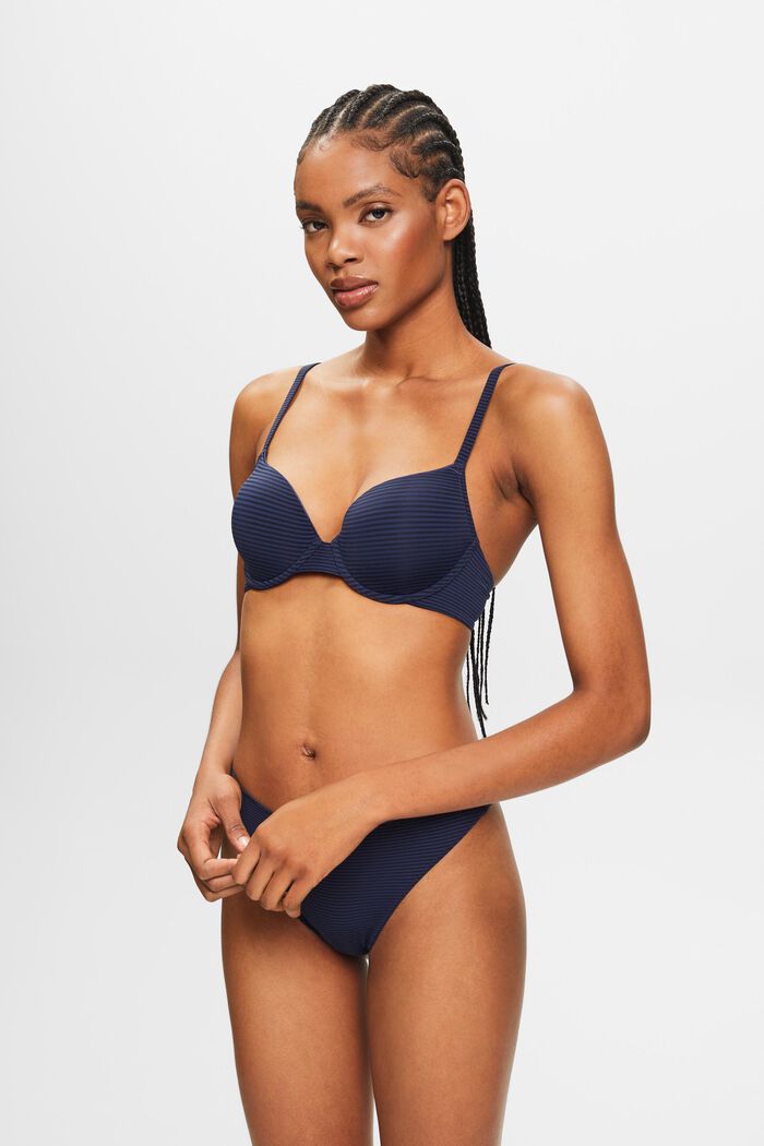 Jacquard Padded Underwired Bra, NAVY, detail image number 0