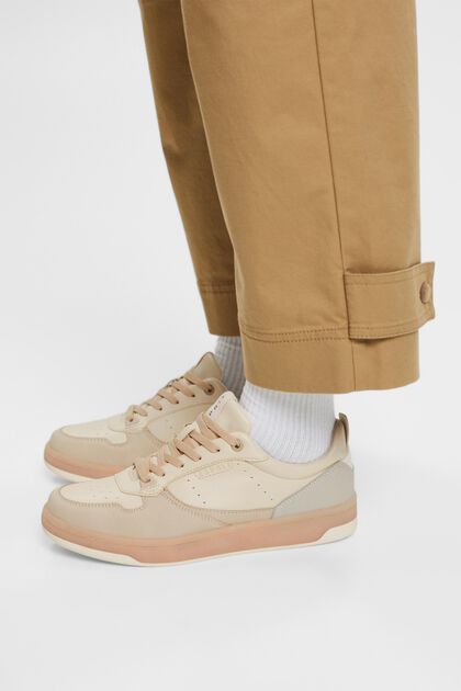 Two-coloured faux leather trainers
