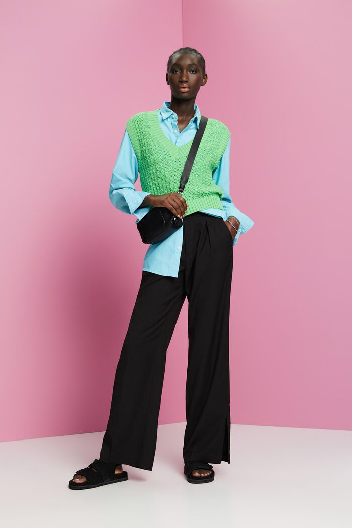 Split hem trousers with zip, BLACK, detail image number 1