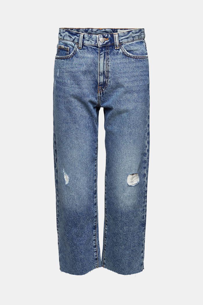Recycled: distressed straight-leg jeans