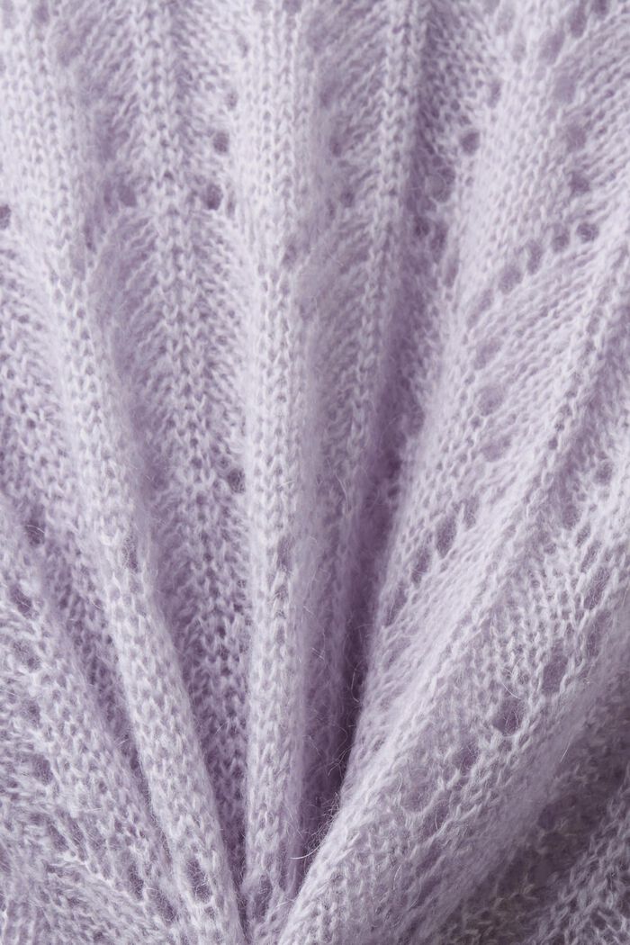 Open-Knit Wool-Blend Sweater, LAVENDER, detail image number 5