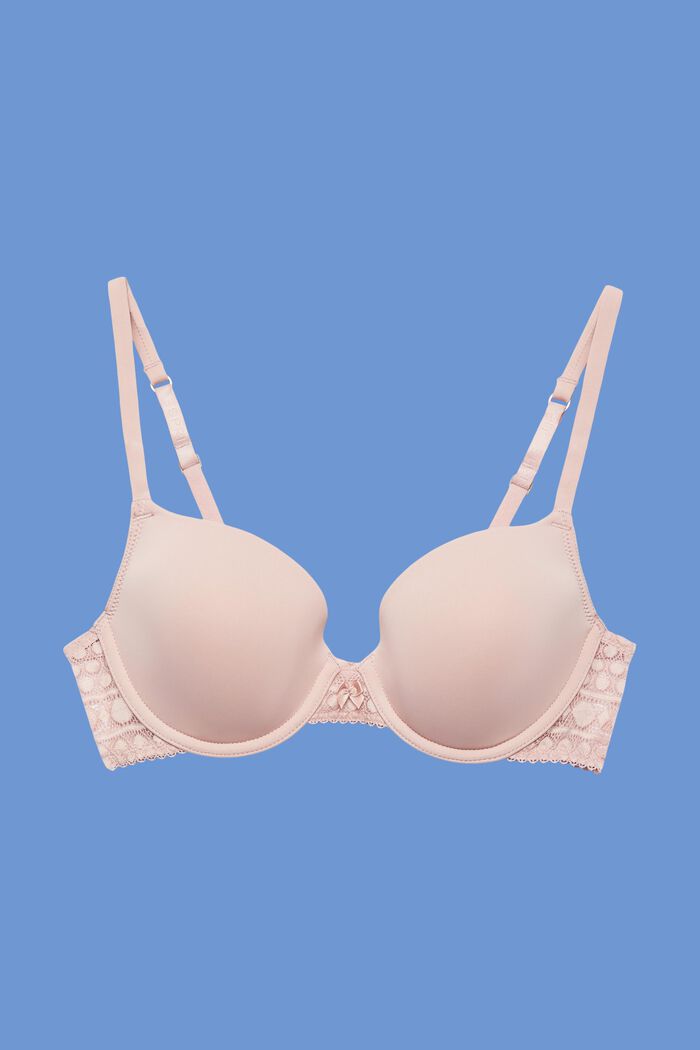 Padded underwire bra with geometric lace, OLD PINK, detail image number 4