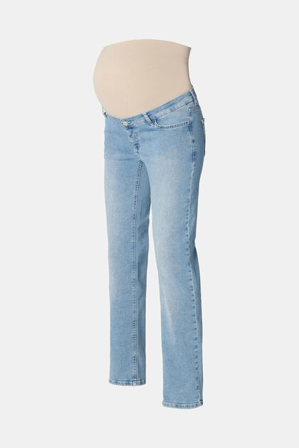 Straight leg jeans with over-the-bump waistband