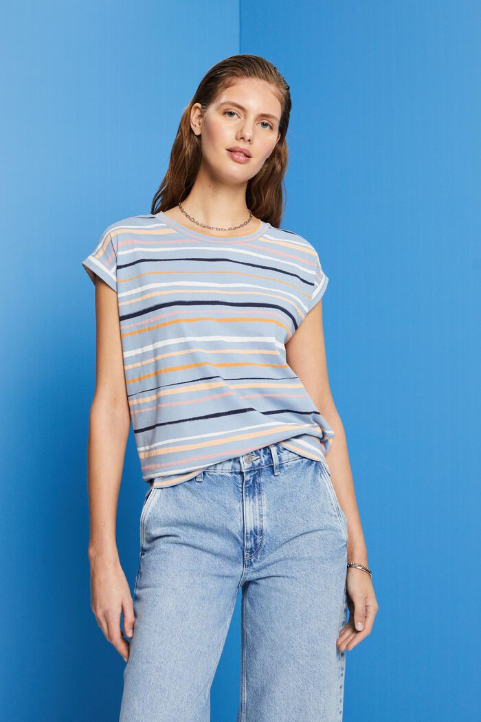 Striped t-shirt, 100% cotton, LIGHT BLUE LAVENDER, detail image number 0