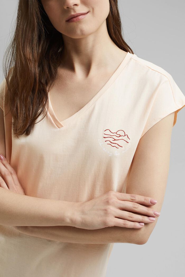 Top with embroidery, organic cotton, NUDE, detail image number 2
