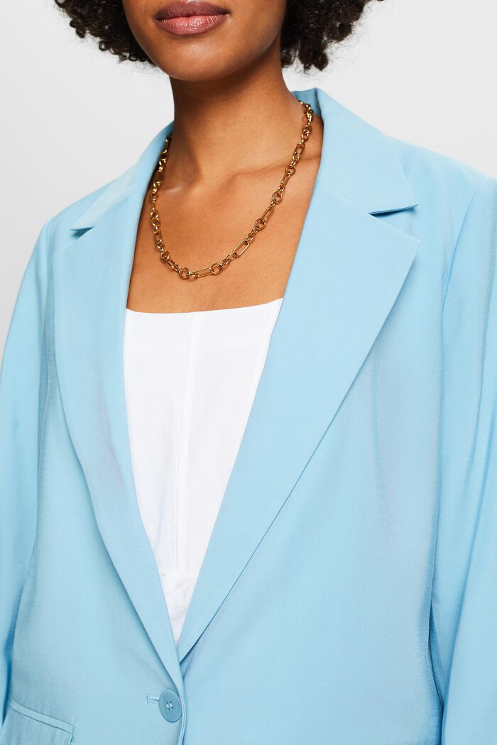 Single-Breasted Twill Blazer, LIGHT TURQUOISE, detail image number 3