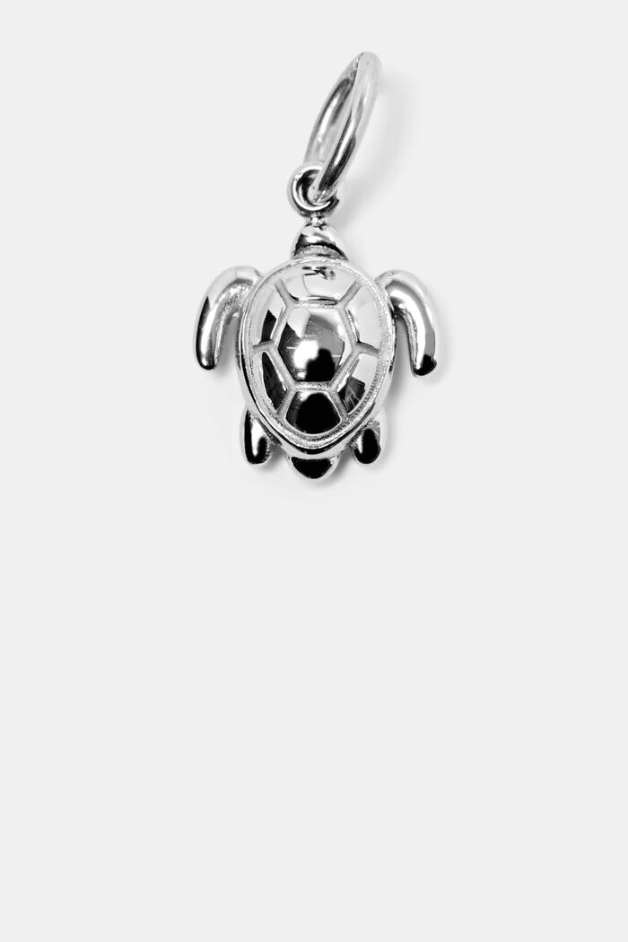Turtle Stainless Steel Charm, SILVER, detail image number 0