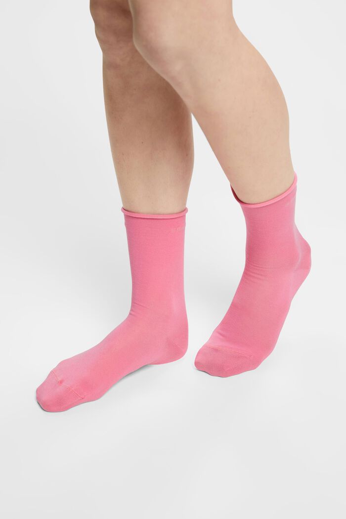 2-pack of sock with rolled edges, organic cotton, ROSE, detail image number 2