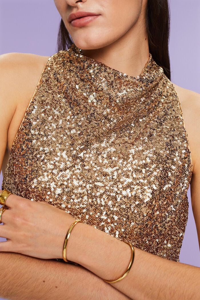 Sequined Maxi Dress, GOLD, detail image number 3