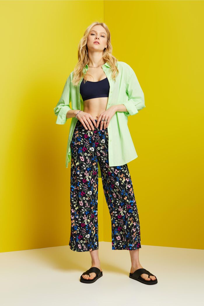 Printed pull-on culotte, NAVY, detail image number 1