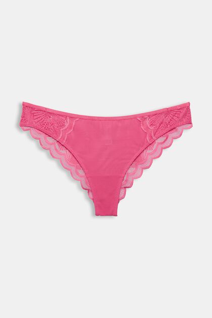 Brazilian shorts with patterned lace, PINK FUCHSIA, overview