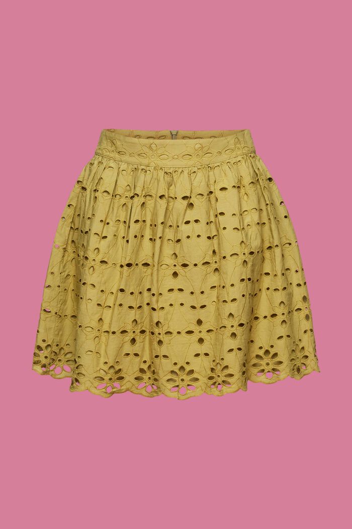 Eyelet embroidered mini skirt, 100% cotton, PISTACHIO GREEN, detail image number 6