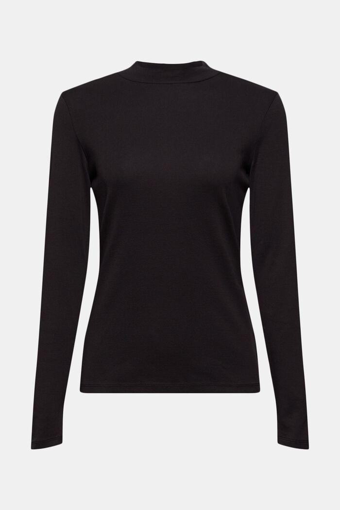 Long sleeve top with a stand-up collar, BLACK, detail image number 0