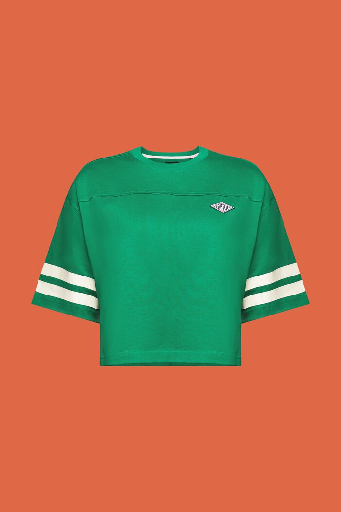Cropped varsity logo rugby tee, EMERALD GREEN, detail image number 4