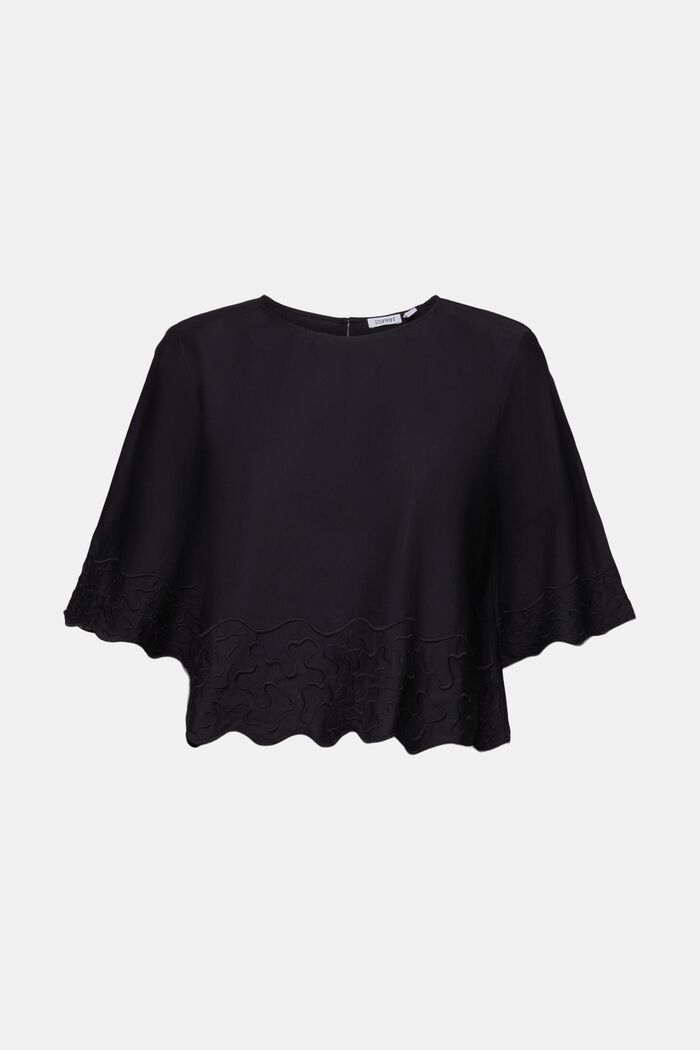 Embroidered Bell Sleeve Blouse, BLACK, detail image number 5