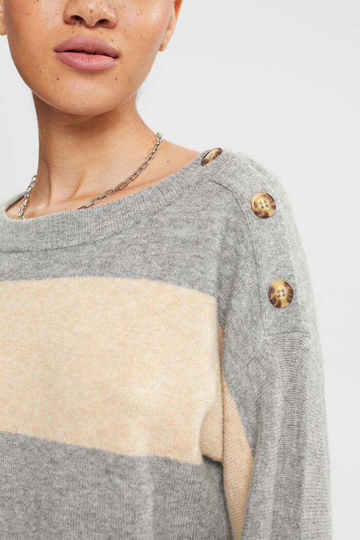 With wool: jumper with buttons, MEDIUM GREY, detail image number 0
