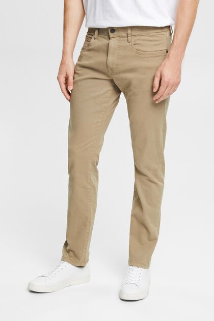 Slim fit trousers, organic cotton, PALE KHAKI, overview