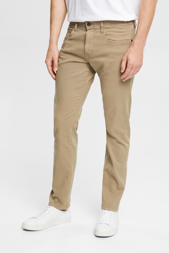 Slim fit trousers, organic cotton, PALE KHAKI, detail image number 0