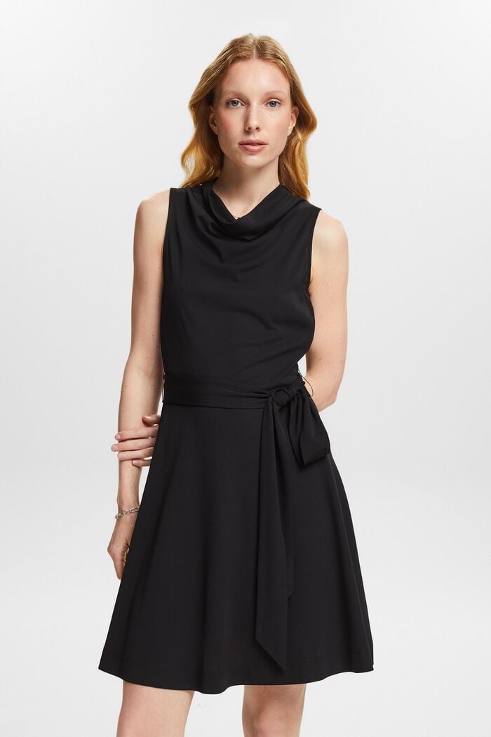 Cowl Neck Mini Dress, BLACK, detail image number 0