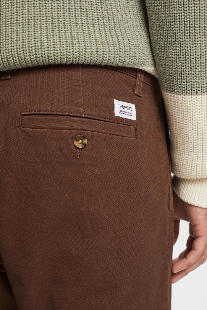 Chino trousers, stretch cotton, DARK BROWN, detail image number 4