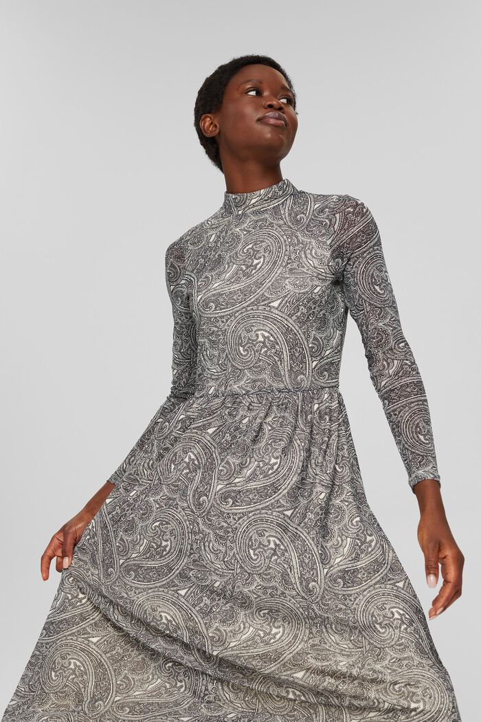 Flared mesh dress with a print, ICE, detail image number 5