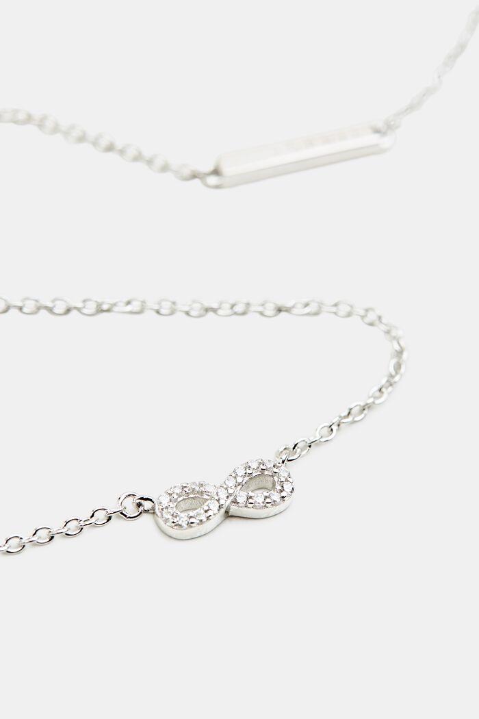 Necklace with zirconia pendant, sterling silver, SILVER, detail image number 1