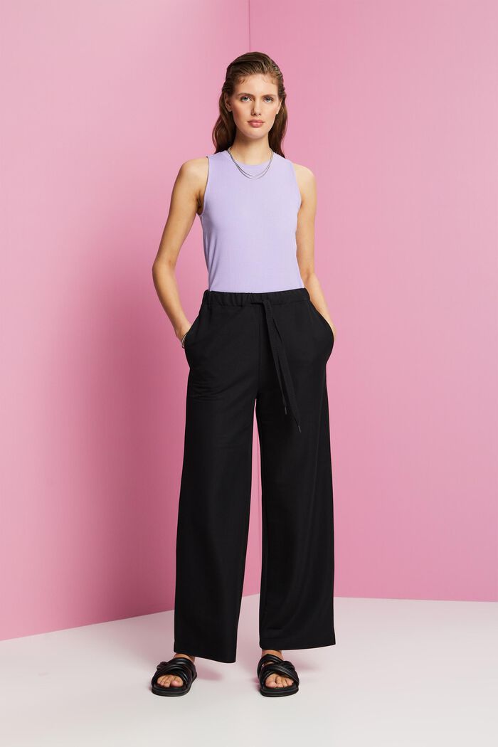 Wide leg pull-on trousers, BLACK, detail image number 5