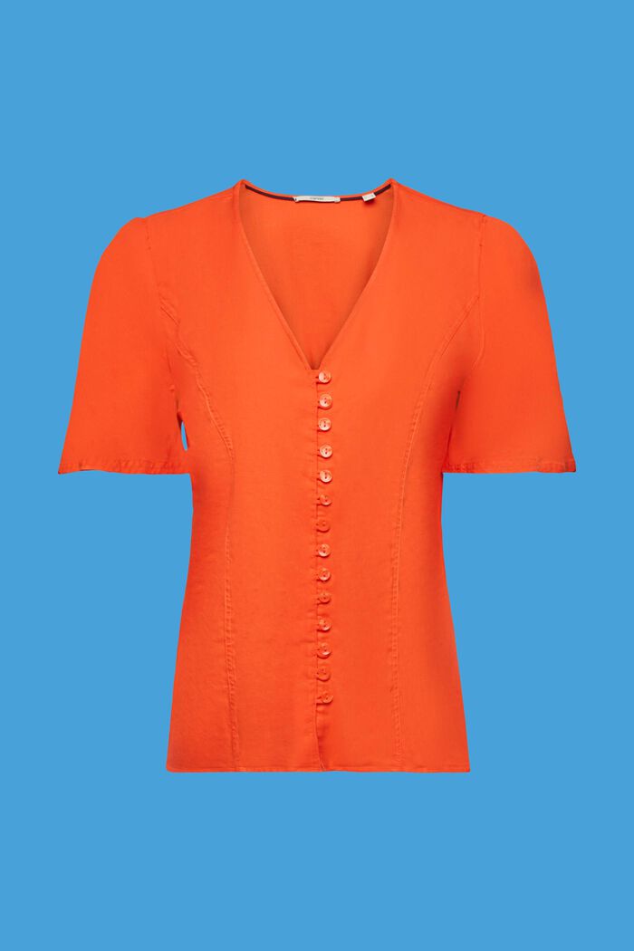 Waisted blouse with buttons, ORANGE RED, detail image number 6
