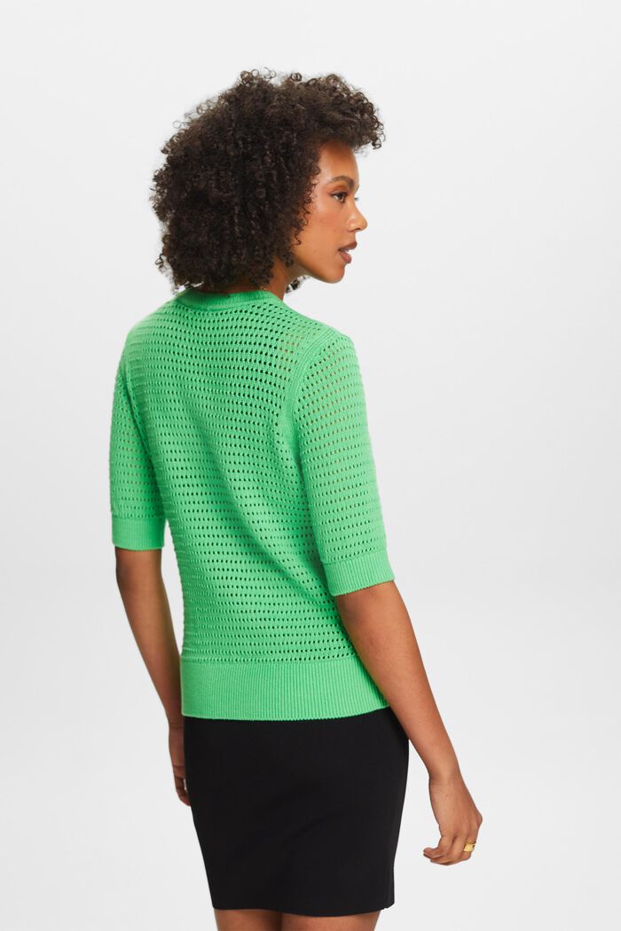Mesh Short-Sleeve Sweater, CITRUS GREEN, detail image number 2