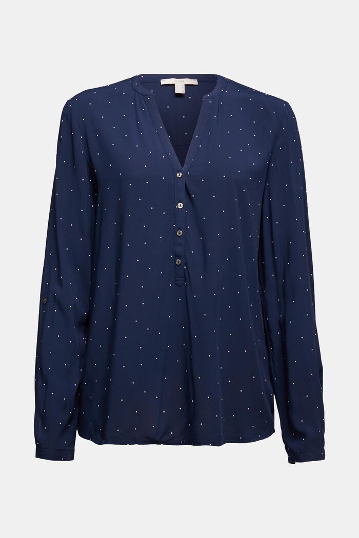 Henley blouse made of LENZING™ ECOVERO™, NAVY, detail image number 0