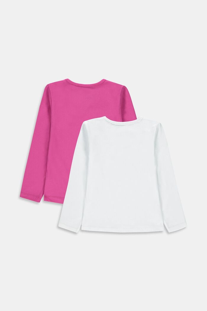 Double pack of long sleeve tops in stretch cotton, WHITE, detail image number 1