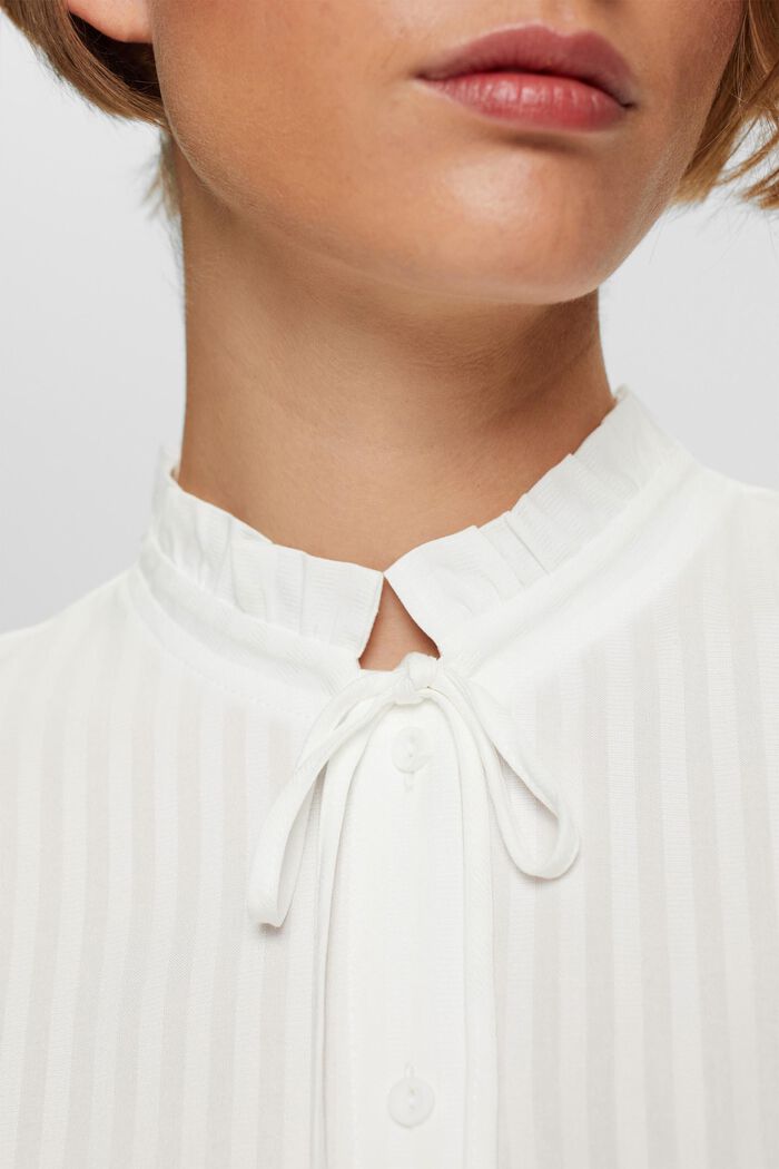 Ruffle collar blouse, LENZING™ ECOVERO™, OFF WHITE, detail image number 0