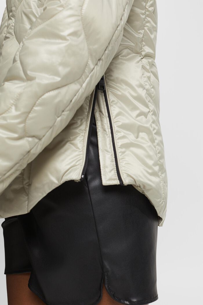 Quilted puffer jacket with a hood, DUSTY GREEN, detail image number 4
