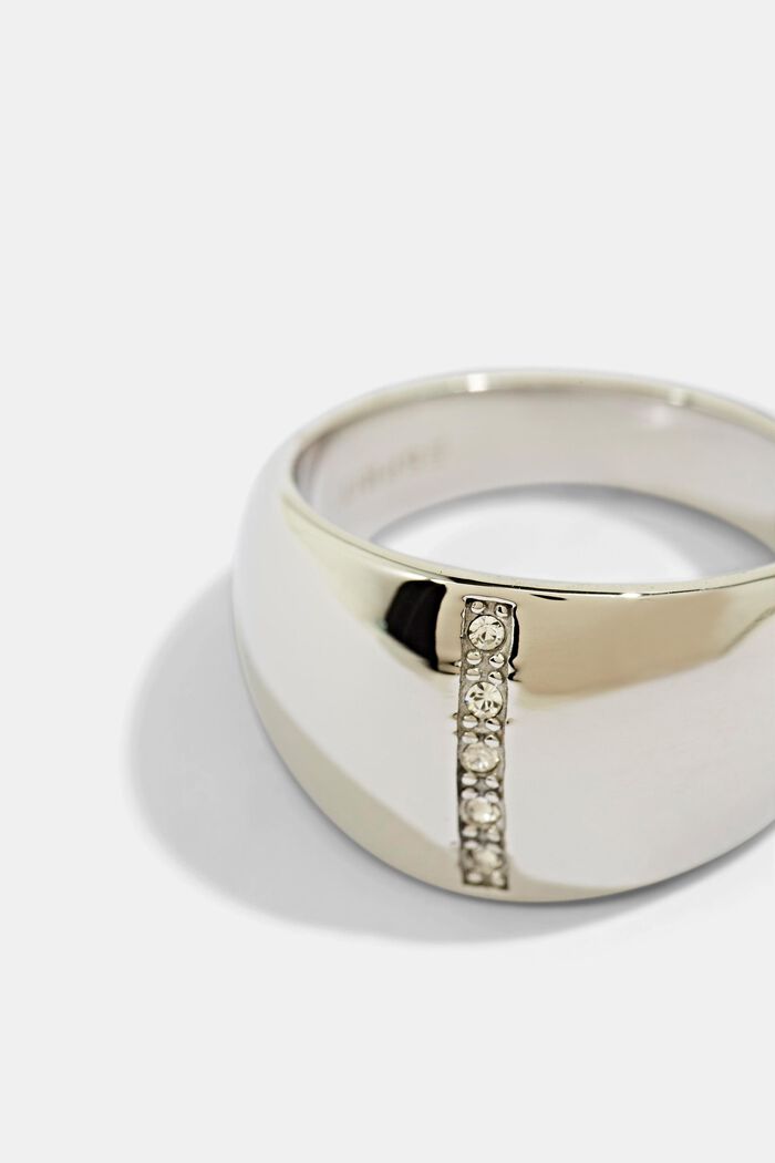 Stainless-steel ring trimmed with zirconia
