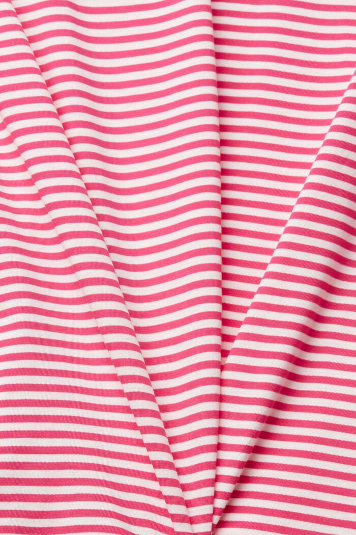 Striped t-shirt with embroidered flower, PINK FUCHSIA, detail image number 1