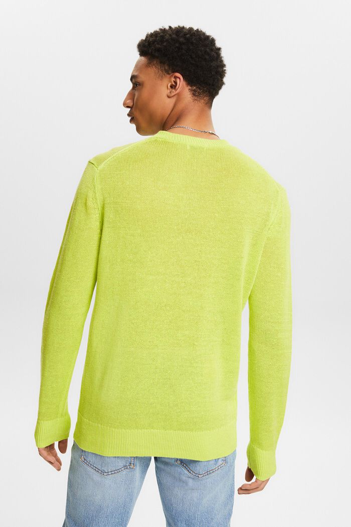 Linen Crewneck Sweater, LIME GREEN, detail image number 2