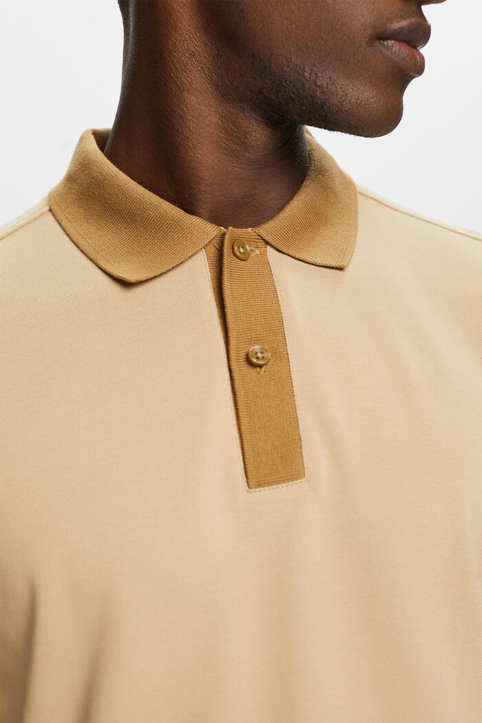 Two-tone piqué polo shirt, SAND, detail image number 2