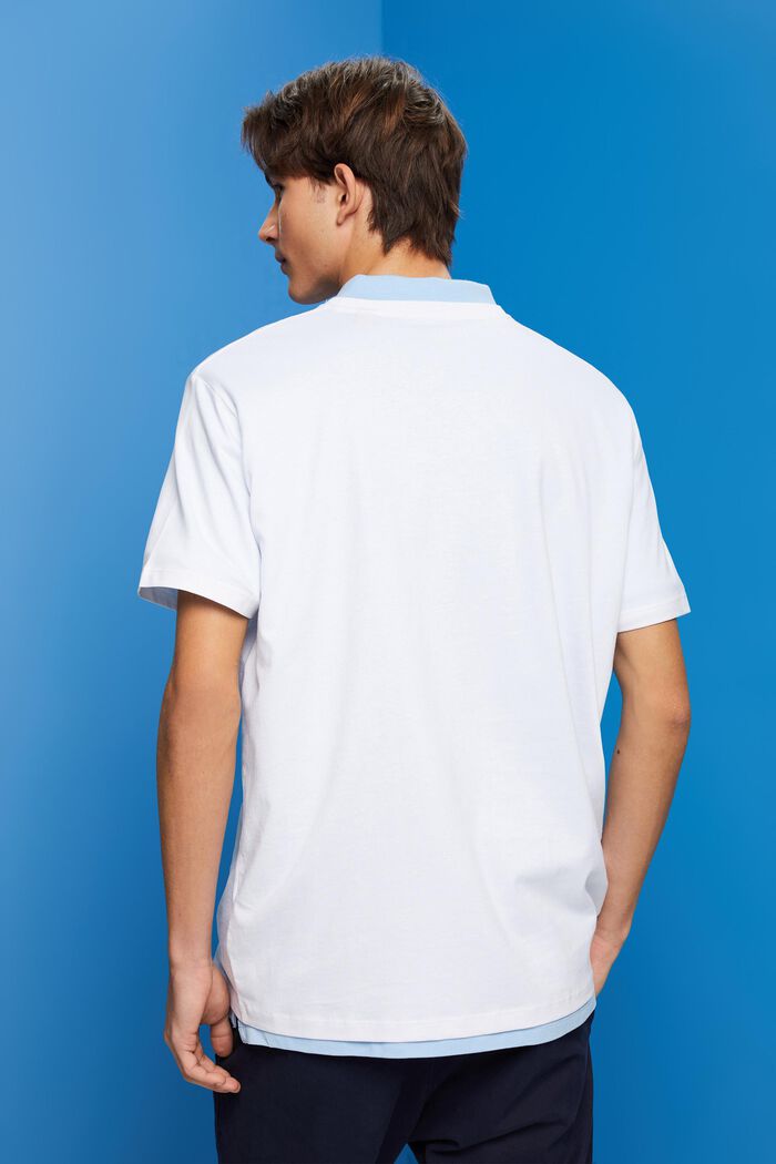 Cotton t-shirt with contrasting stripe, WHITE, detail image number 3