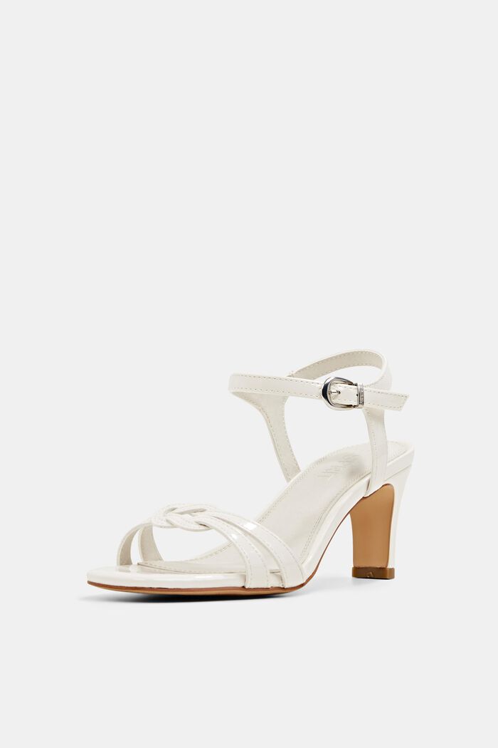 Heeled sandals in imitation patent leather, OFF WHITE, detail image number 2