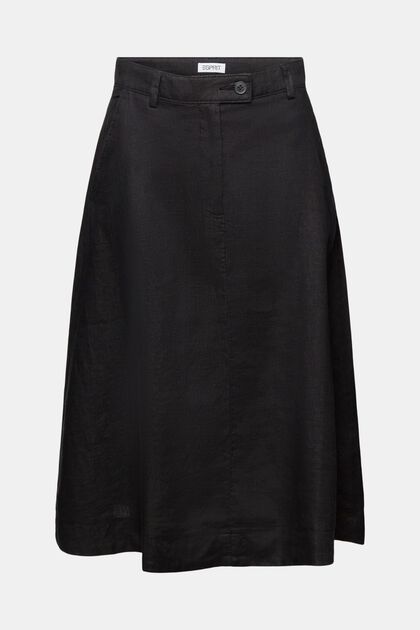 Linen A-Line Midi Skirt