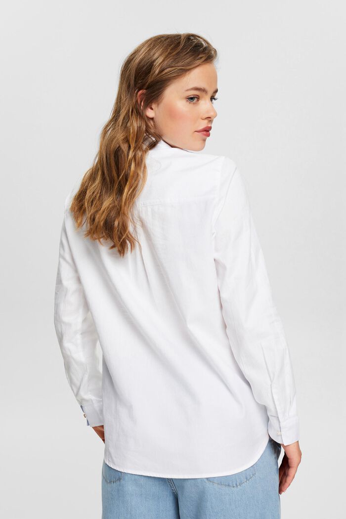 Shirt blouse made of 100% cotton, WHITE, detail image number 4