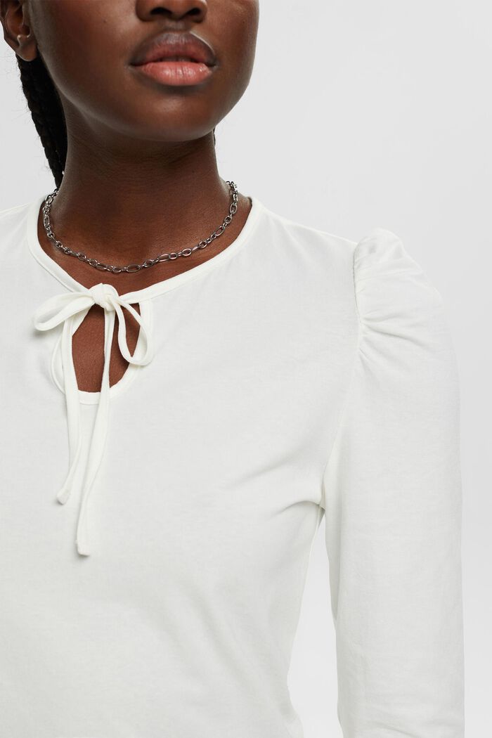 Long-sleeved top with a keyhole neck, OFF WHITE, detail image number 2