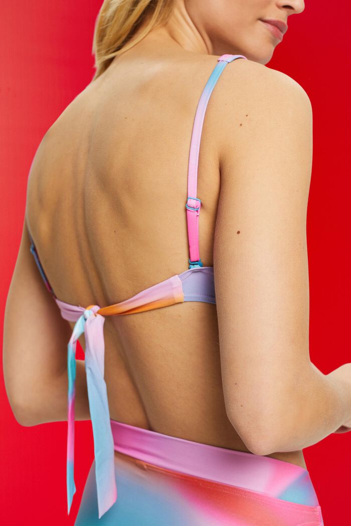 Tie dye padded, wireless bikini top, PINK, detail image number 3