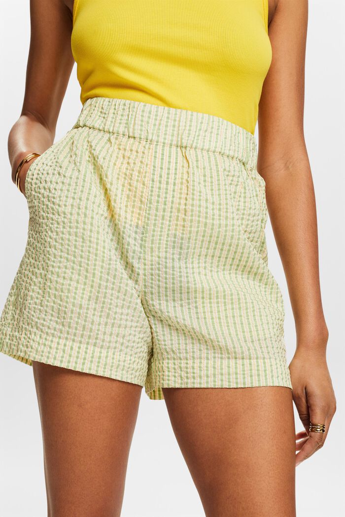Crinkled Striped Shorts, LIGHT GREEN, detail image number 3