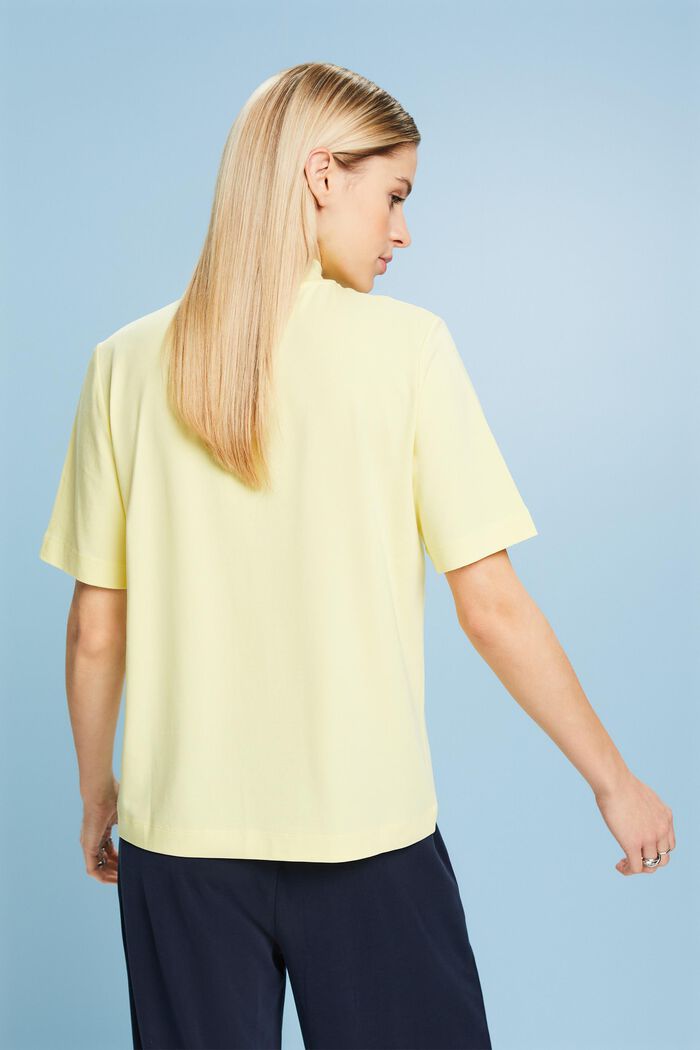 Mock Neck Jersey T-Shirt, LIME YELLOW, detail image number 3