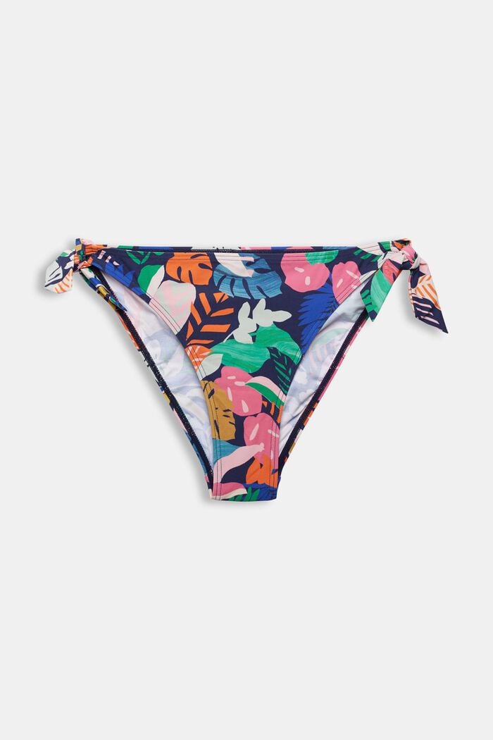 Bikini briefs with a colourful pattern and ties