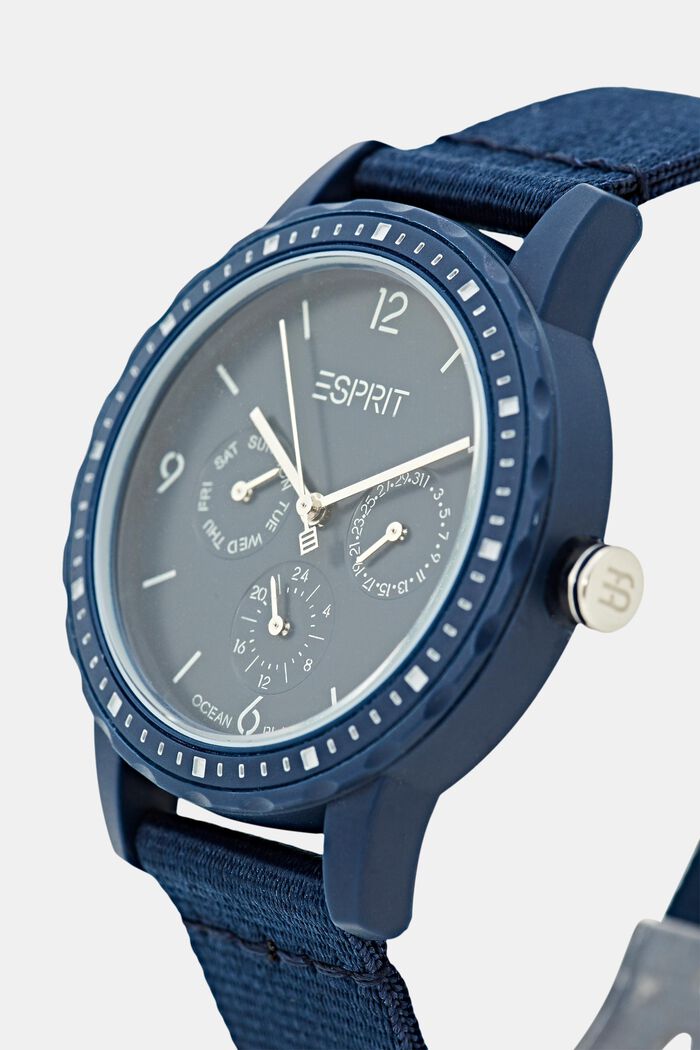 Recycled: multifunctional watch made of ocean plastic, BLUE, detail image number 1